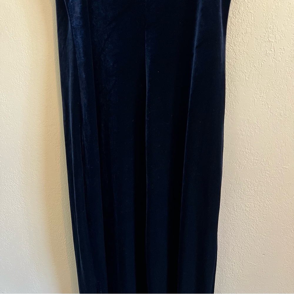 Vintage 90’s Dark Blue Velvet Maxi Dress - Picture 10 of 13